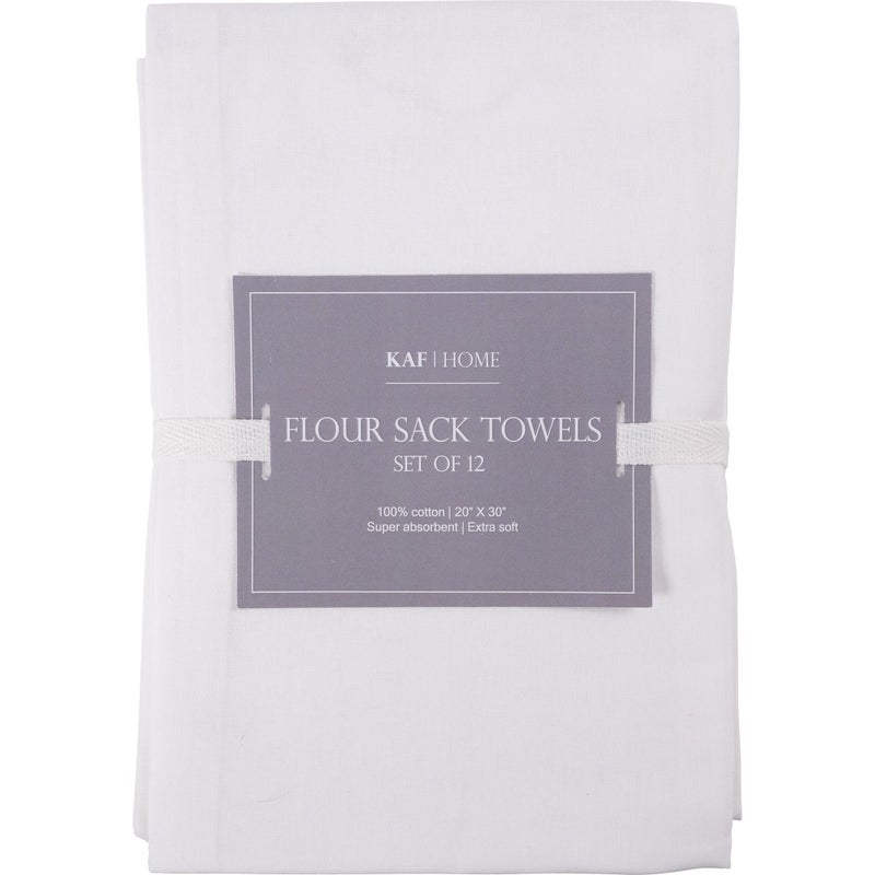 KAF Home Set of 12 White Flat Flour Sack Embroidery/Craft Kitchen Towels, 100-Percent Cotton, Lightweight, Thin, Absorbent, Extra Soft (20 x 30-Inches) (White) - Image 4